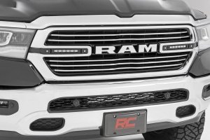 Ram 1500 LED Grille Kit - Rough Country - Dual 6in Slimline - Black - '19-'24